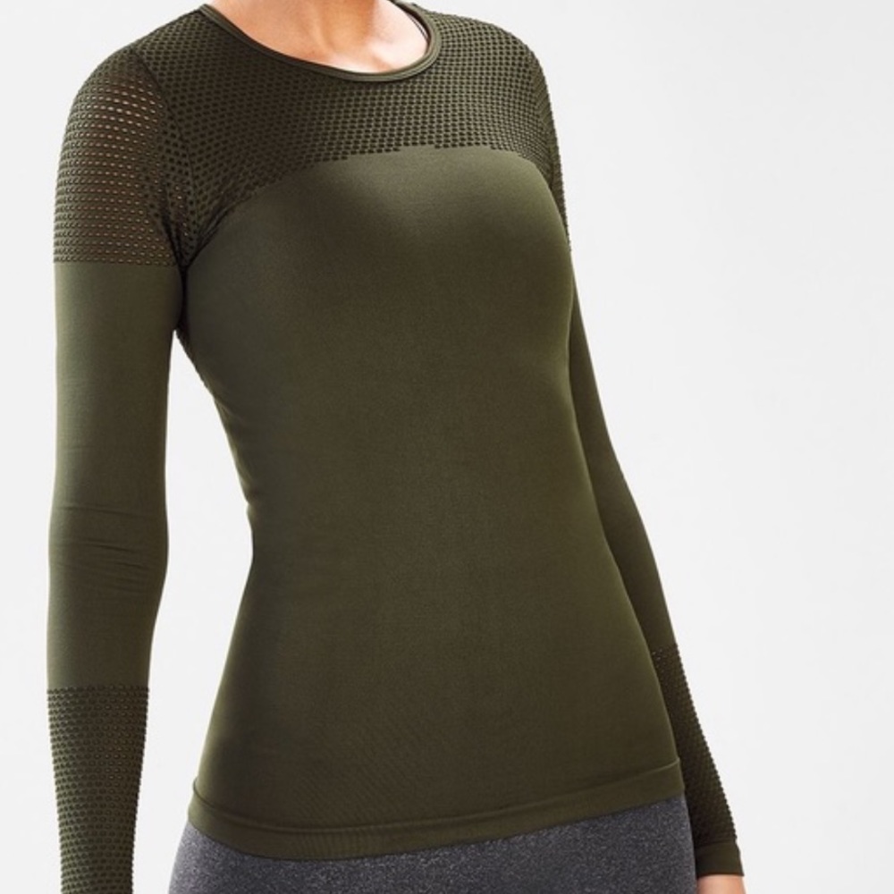 Fabletics Musetta Seamless LS Olive Top (large)
